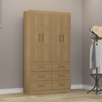 Imagen 2 del producto Clóset 4 Puertas 6 Cajones 100x182x40 cm Roble