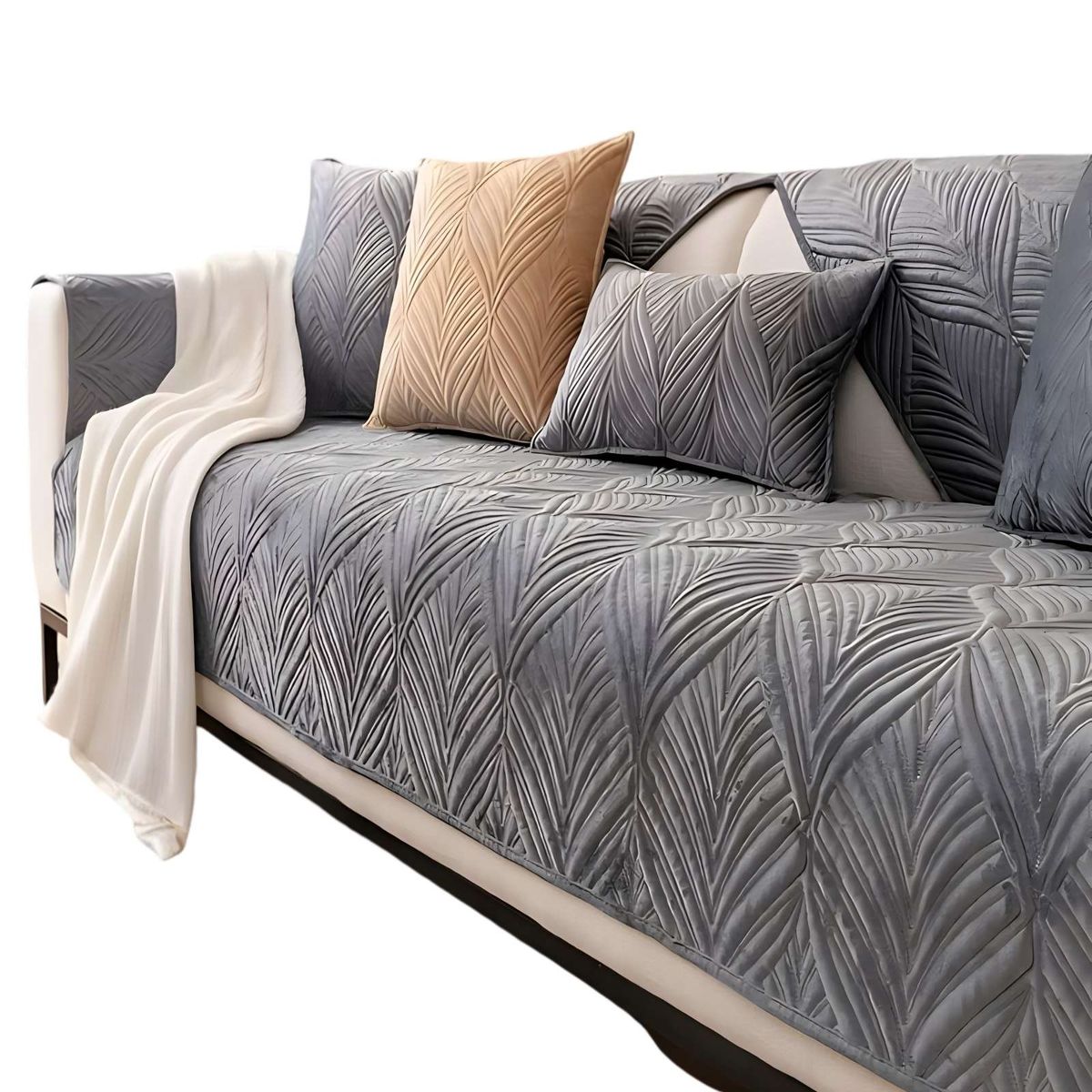 GENERICO - FUNDA SOFA MAT 5 PIEZAS CON DISEÑO G6 GRIS