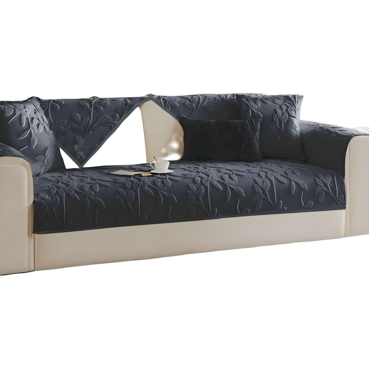 GENERICO - FUNDA SOFA MAT 5 PIEZAS CON DISEÑO H5 GRIS OSCURO