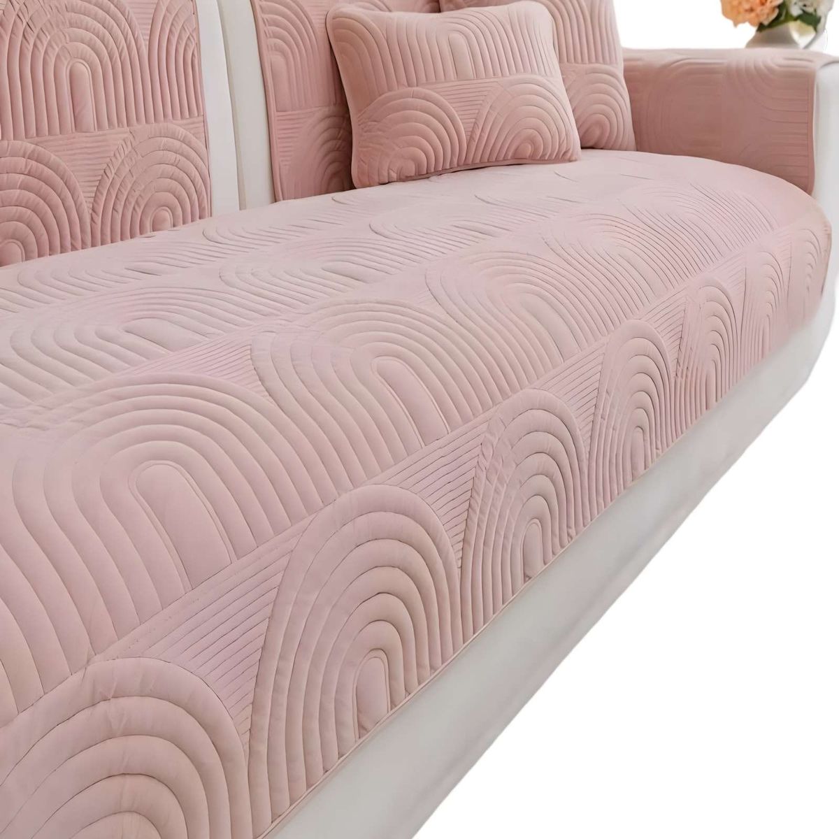 GENERICO - FUNDA SOFA MAT 5 PIEZAS CON DISEÑO J5 ROSA