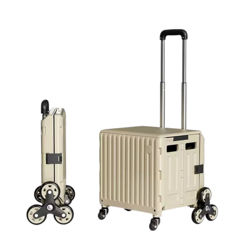 GENERICO - Carrito Compras Plegable Ruedas Trepadoras 30L color Caqui