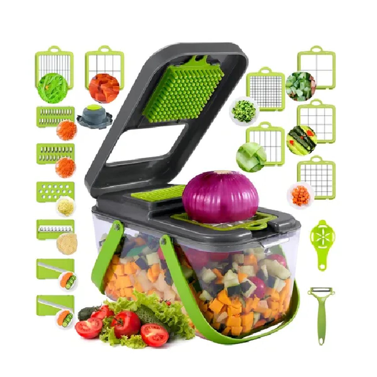 CARIBEE - Cortador Rallador De Verduras, Frutas, quesos 22 Piezas
