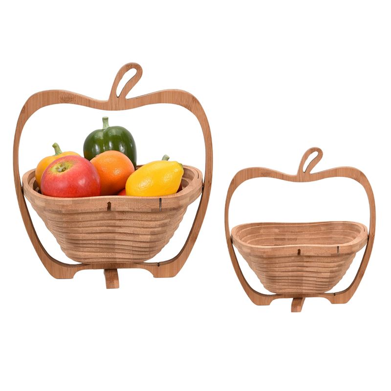 VISUALHEX LIMITADA - Frutera De Madera Plegable Cesta Frutas Forma Manzana