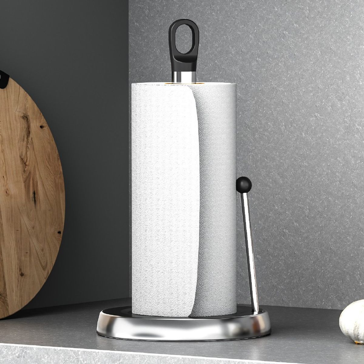 HOME LOGICS - Soporte Para Toalla De Papel Cocina Metálico Negro Moderno