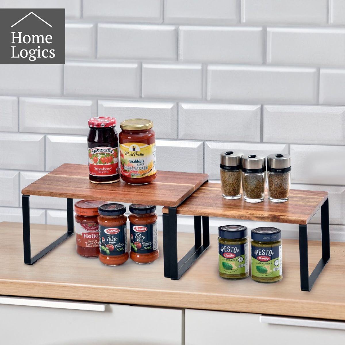 HOME LOGICS - Estantes Organizadores 2 Repisa Apilable Cocina Home Logics