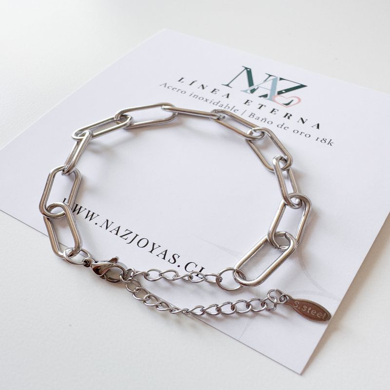 NAZ - Pulsera  eslabones plateada