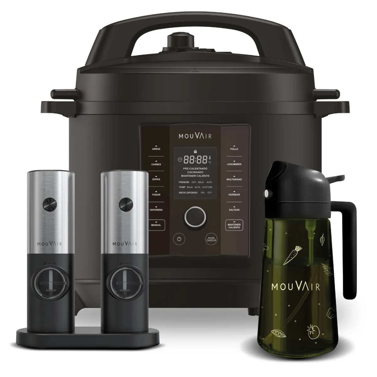 MOUVAIR - Olla Eléctrica Mouvair Cook 6L + Rociador Aceite + Molinillo Sal y Pimienta