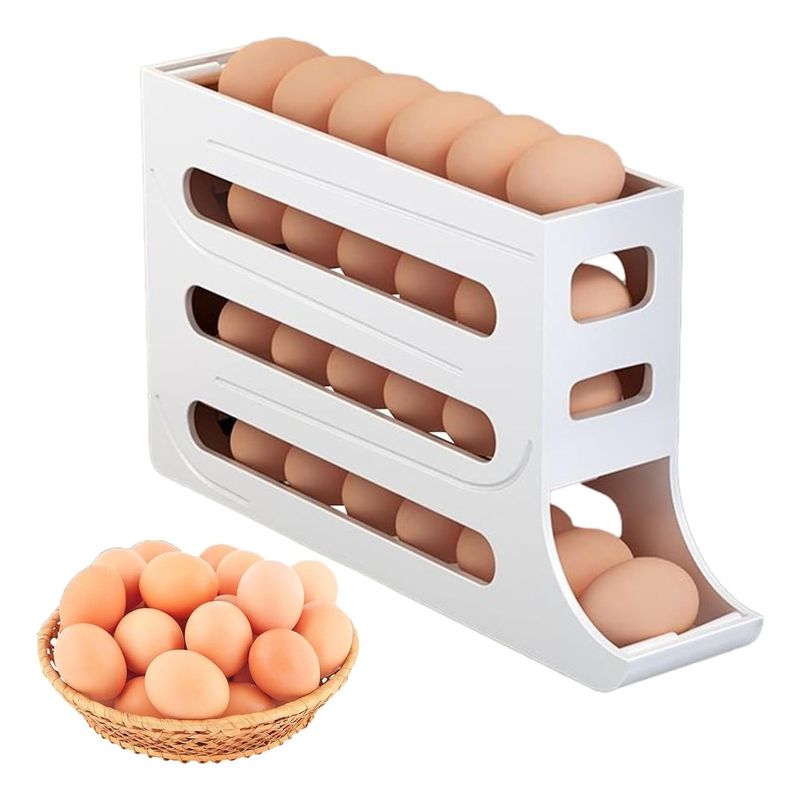 GENERICO - Huevera - Dispensador Organizador De 4 Niveles Blanco