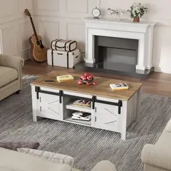 HOMIMAD - MESA DE CENTRO RUSTICA CON CUBIERTA MADERA