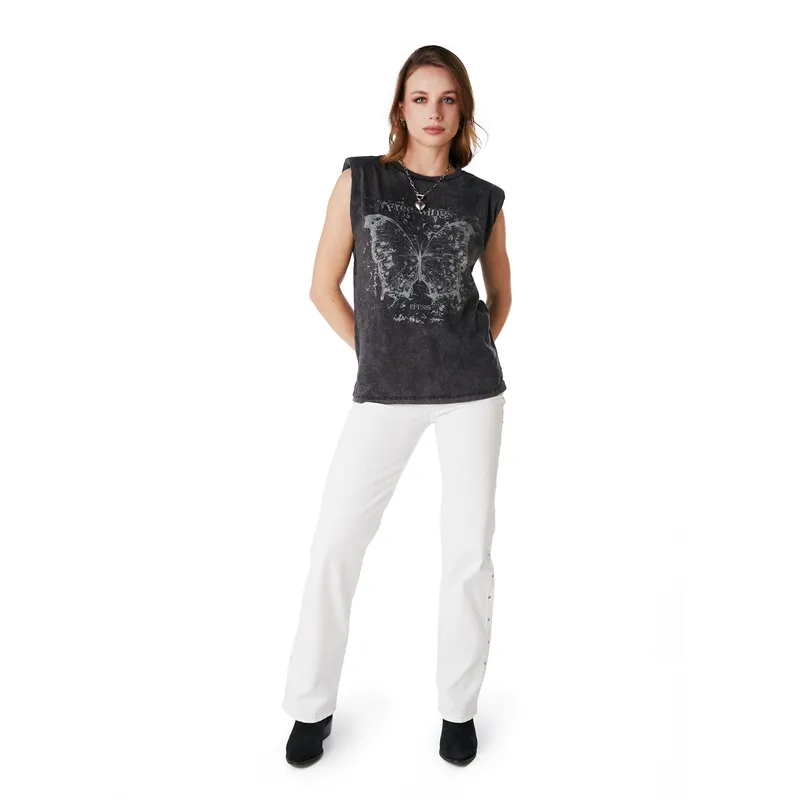 EFESIS - POLERA CONNOR OVERSIZE C HOMBRERAS EFESIS - Negro Grafito