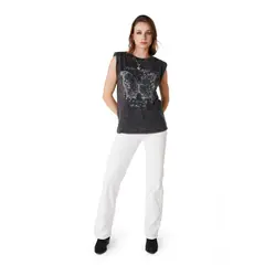 EFESIS - POLERA CONNOR OVERSIZE C HOMBRERAS - Negro Grafito