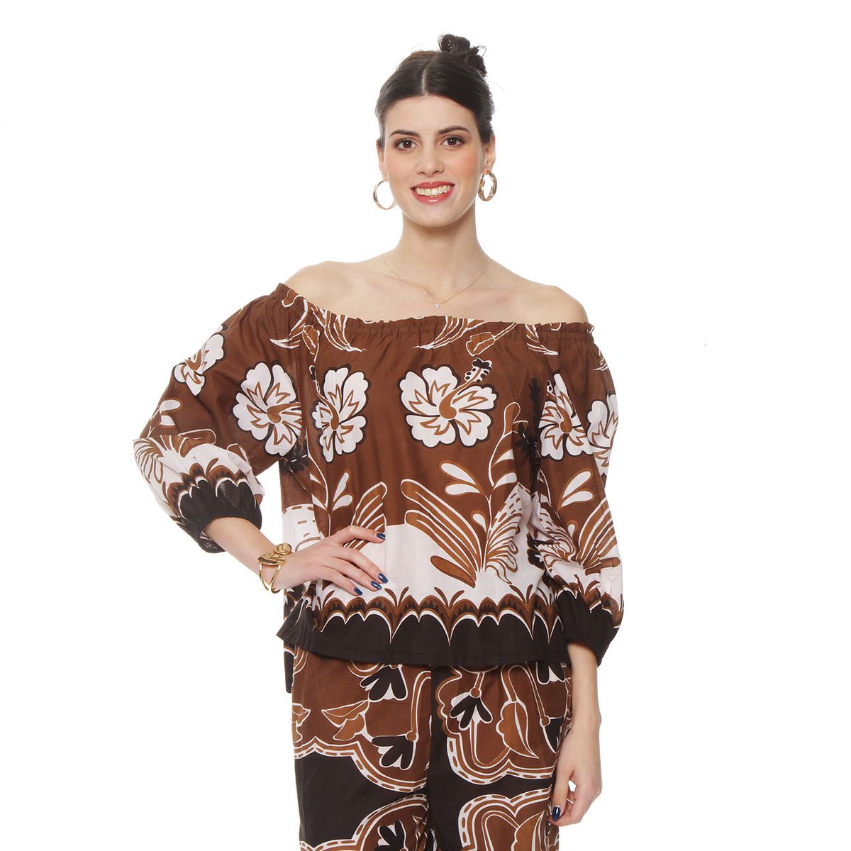 WADOS - BLUSA MANGA 34 ESTAMPADACON ESCOTE ELASTICADO