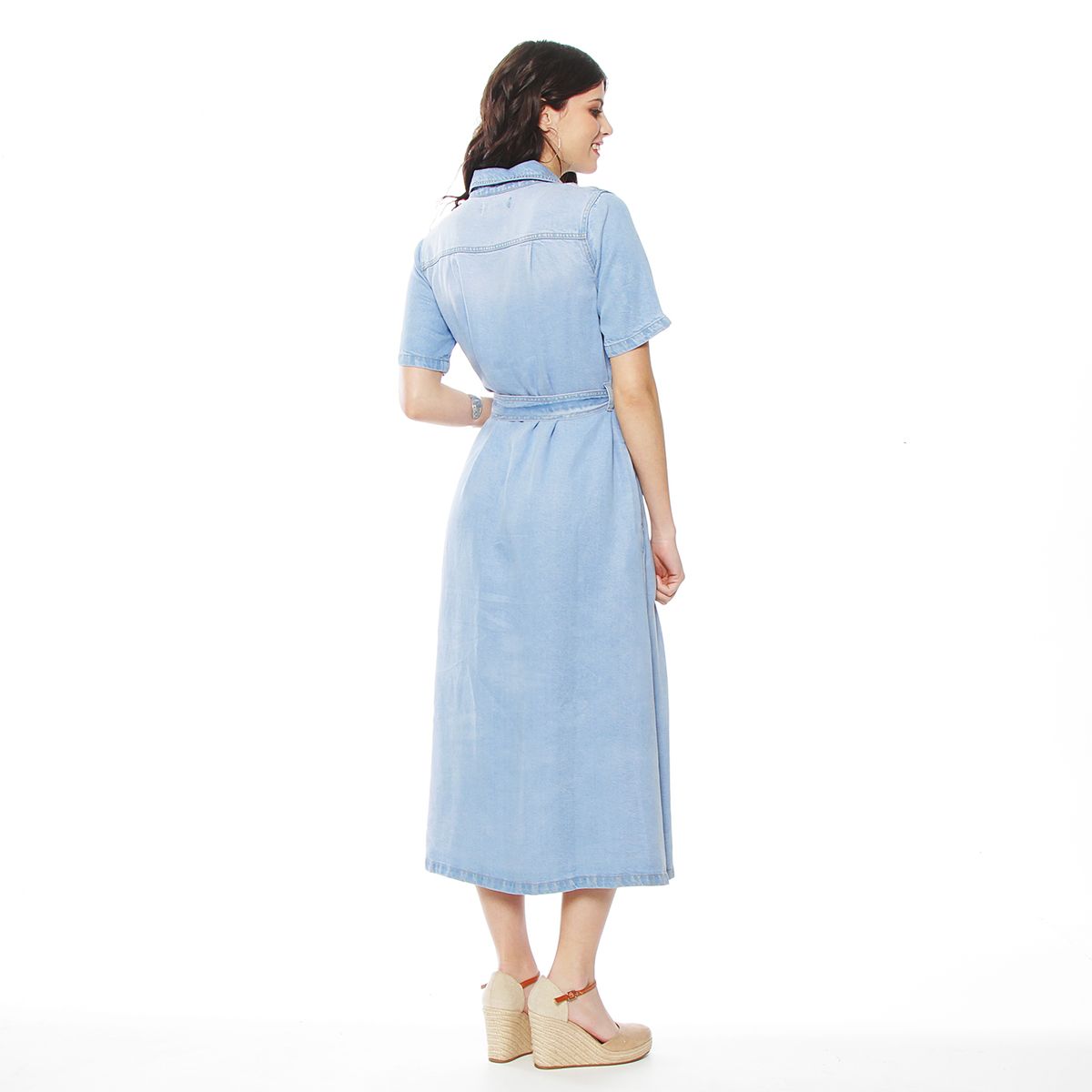 WADOS - VESTIDO MANGA CORTA LYOCELL CON LAZO EN CINTURA Y BOLSILLO