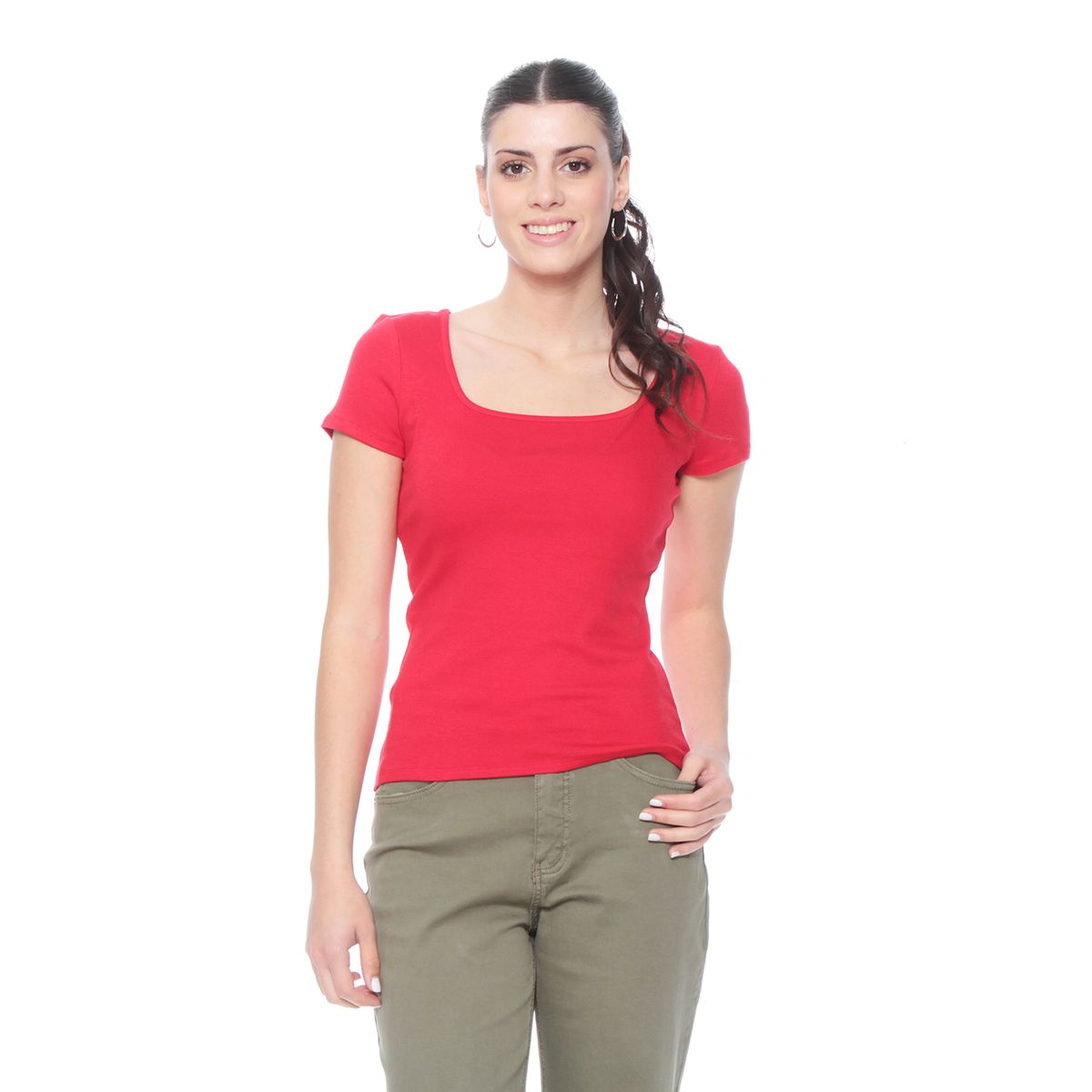 WADOS - POLERA MANGA CORTA SOLIDA ESCOTE CUADRADO