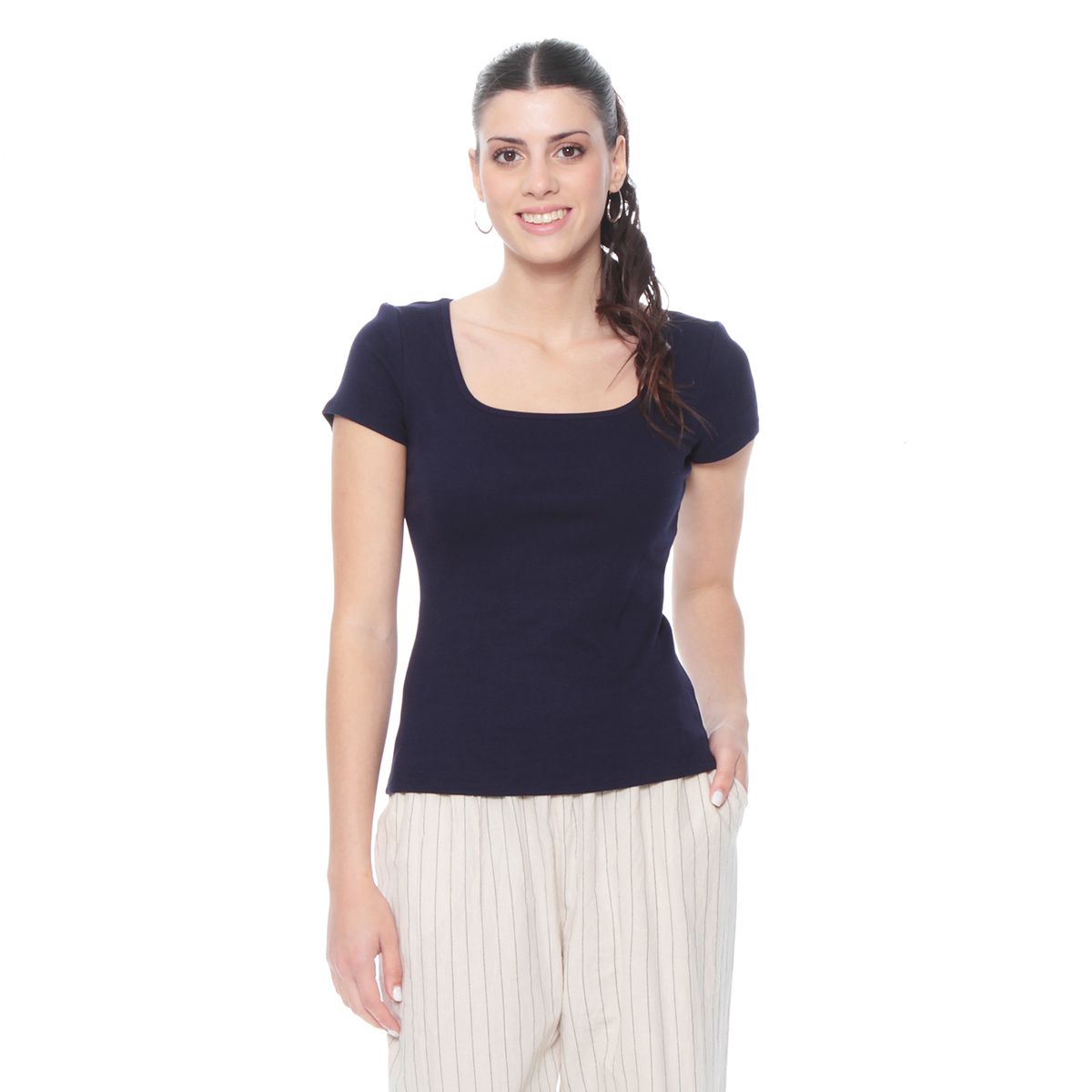 WADOS - POLERA MANGA CORTA SOLIDA ESCOTE CUADRADO