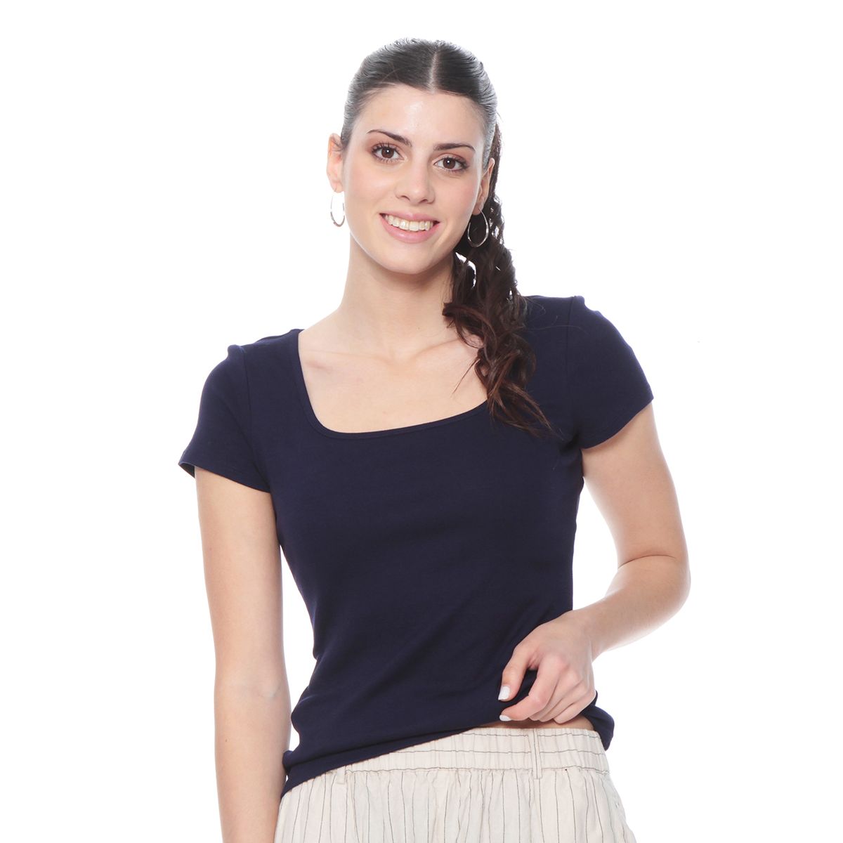 WADOS - POLERA MANGA CORTA SOLIDA ESCOTE CUADRADO