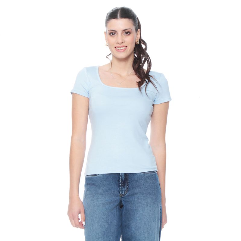 WADOS - POLERA MANGA CORTA SOLIDA ESCOTE CUADRADO