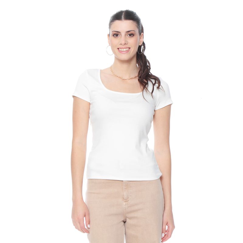 WADOS - POLERA MANGA CORTA SOLIDA ESCOTE CUADRADO
