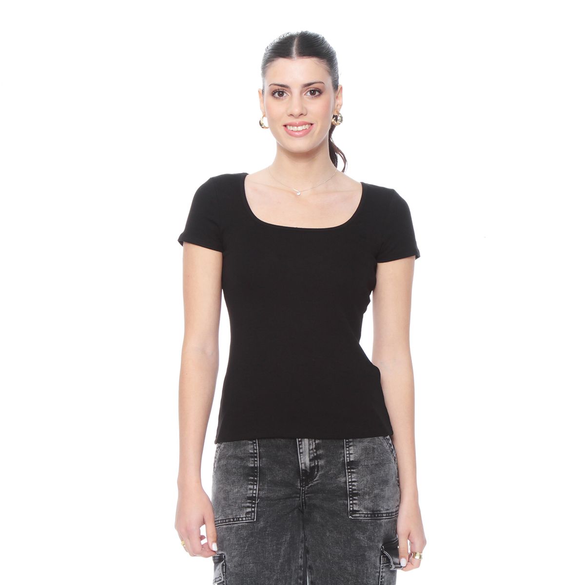 WADOS - POLERA MANGA CORTA SOLIDA ESCOTE CUADRADO