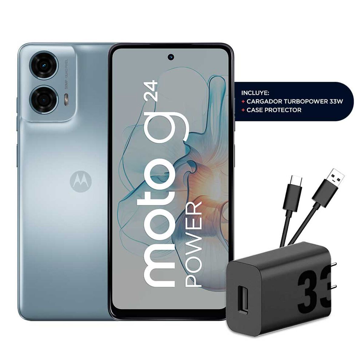 MOTOROLA - Smartphone Moto G24 Power celeste artico 256Gb