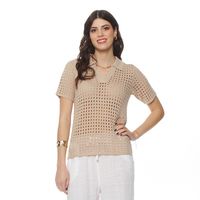 POLERA MANGA CORTA TEJIDA ESCOTE V