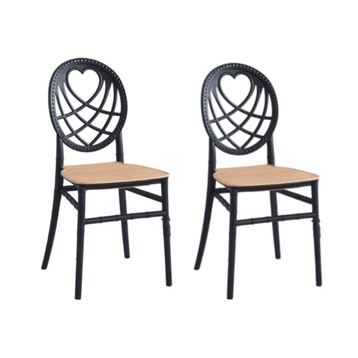 HABITA2 CHILE - Pack 2 Silla Amore moderna de diseño con respaldo corazón - Negro