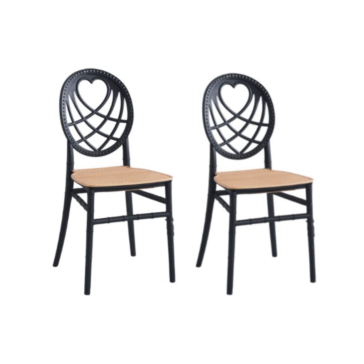 HABITA2 CHILE - Pack 2 Silla Amore moderna de diseño con respaldo corazón - Negro