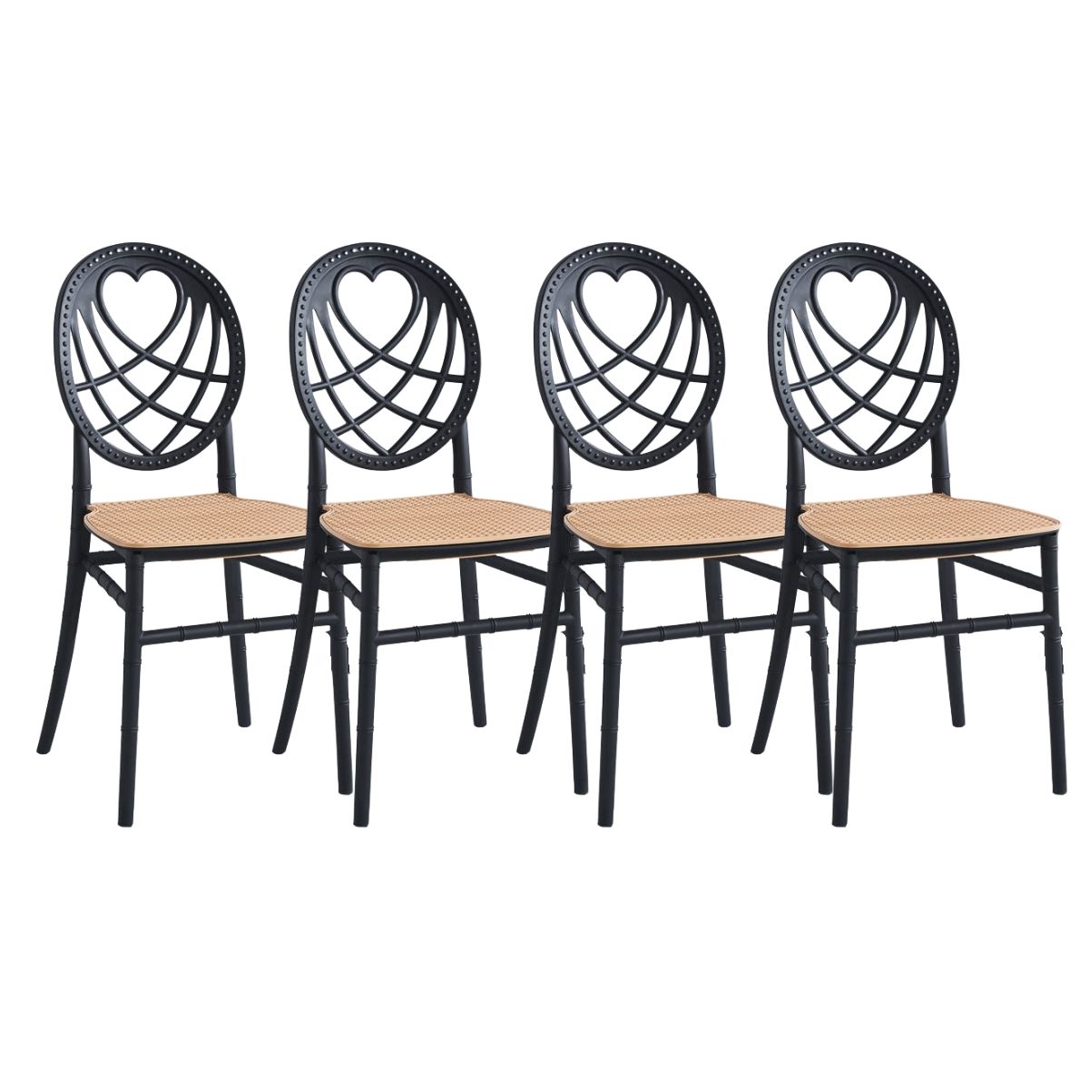 HABITA2 CHILE - Pack 4 Silla Amore moderna de diseño con respaldo corazón - Negro