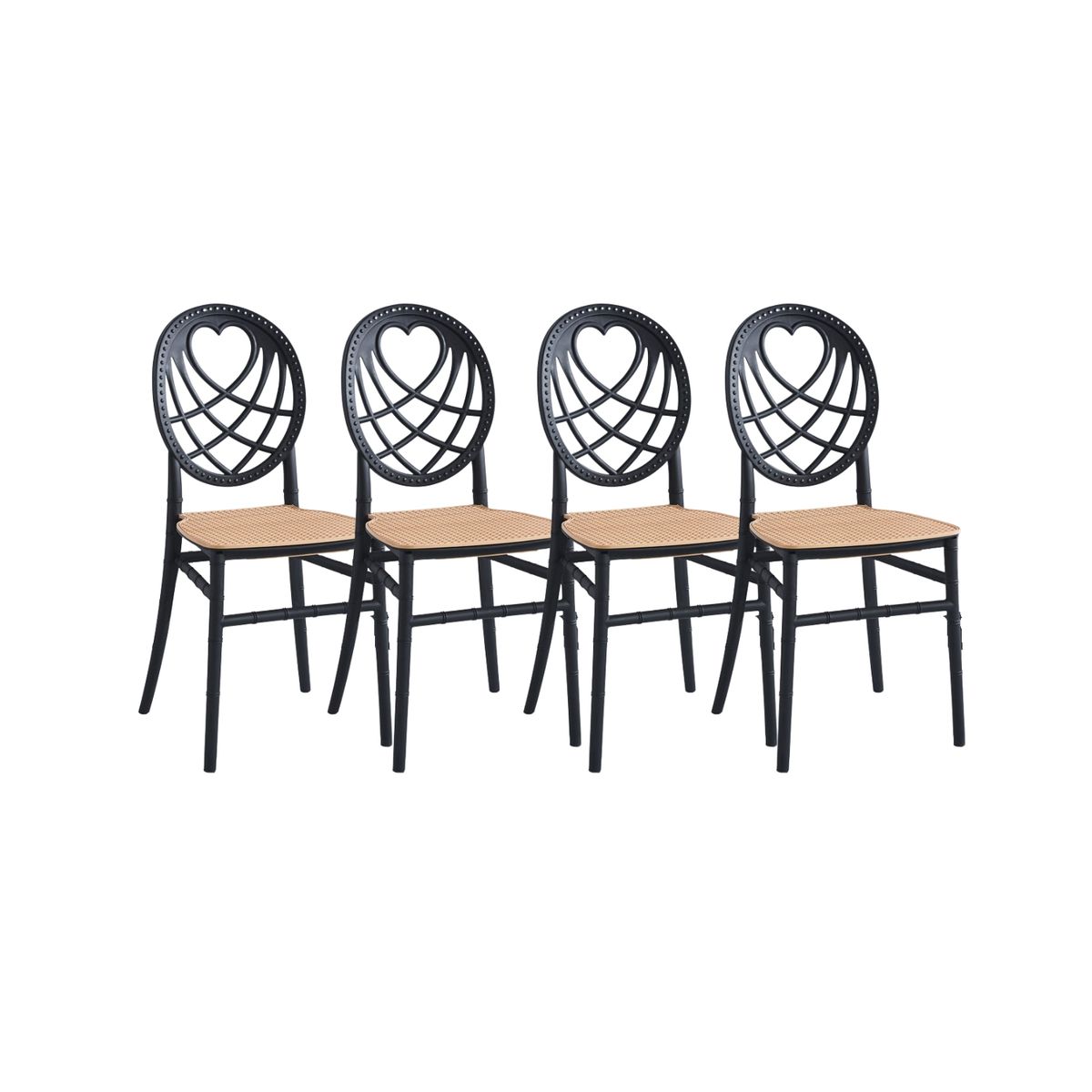 HABITA2 CHILE - Pack 4 Silla Amore moderna de diseño con respaldo corazón - Negro