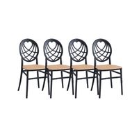 Pack 4 Silla Amore moderna de diseño con respaldo corazón - Negro