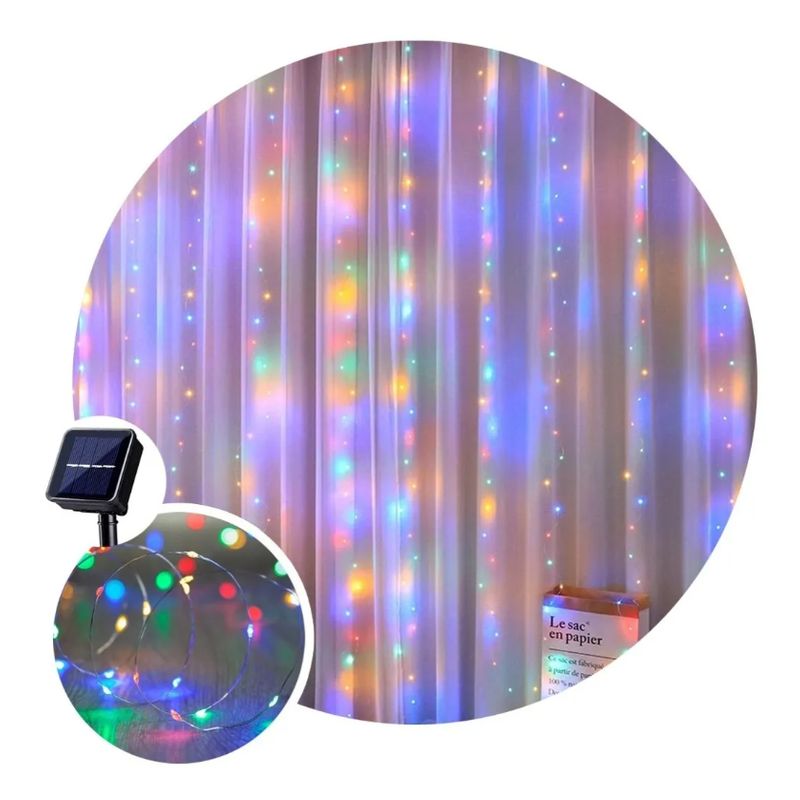 GENERICO - Cortina Luces Solar Hada Cascada Navidad Evento Boda Led 3x2