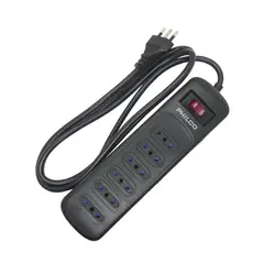 PHILCO - Zapatilla Eléctrica 6 Tomas Negro 1.5 Mts - Sec