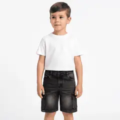 KIBOU - Shorts Bermuda Cargo Jean Denim Casual Con Estilo