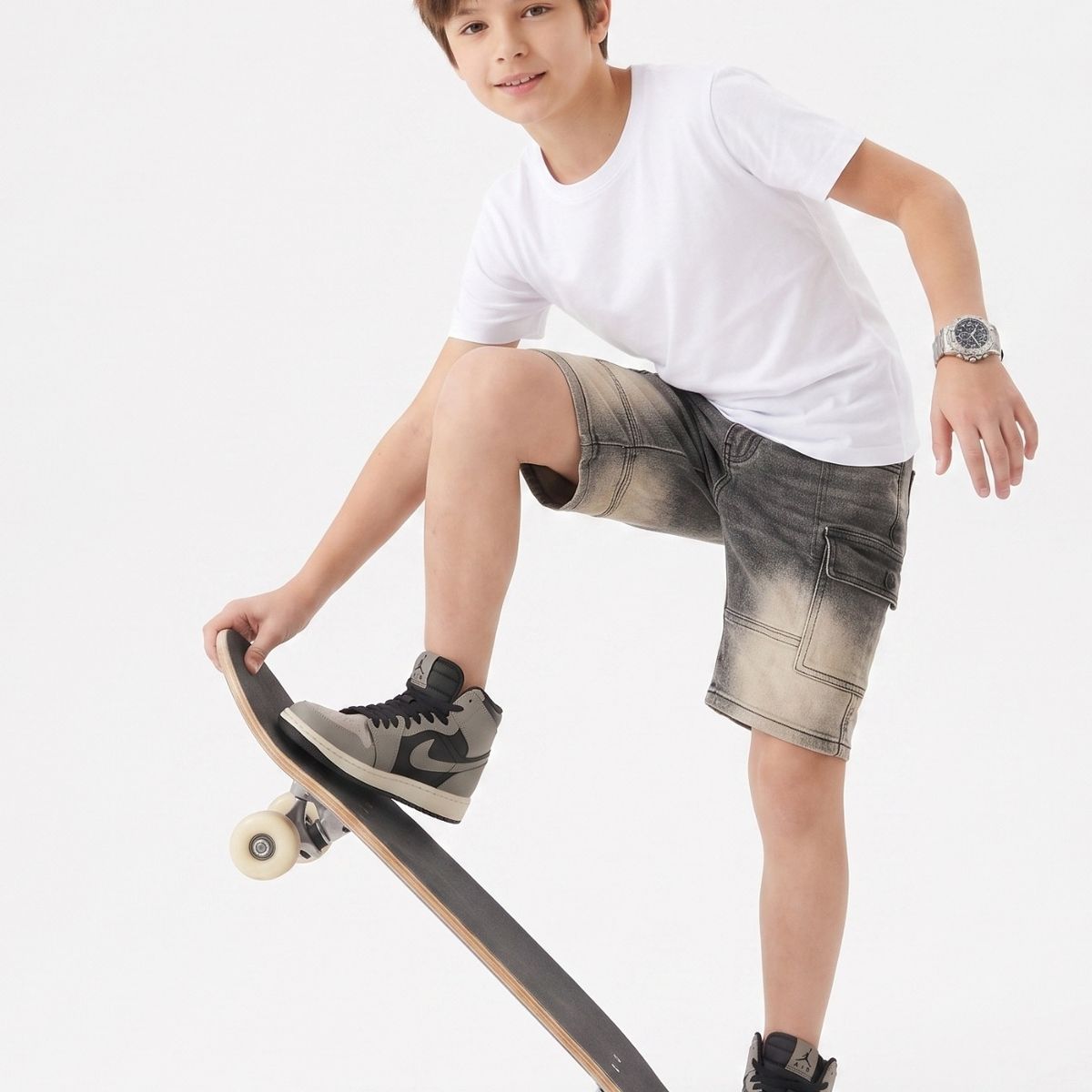 KIBOU - Shorts Bermuda Cargo Jean Denim Casual Con Estilo