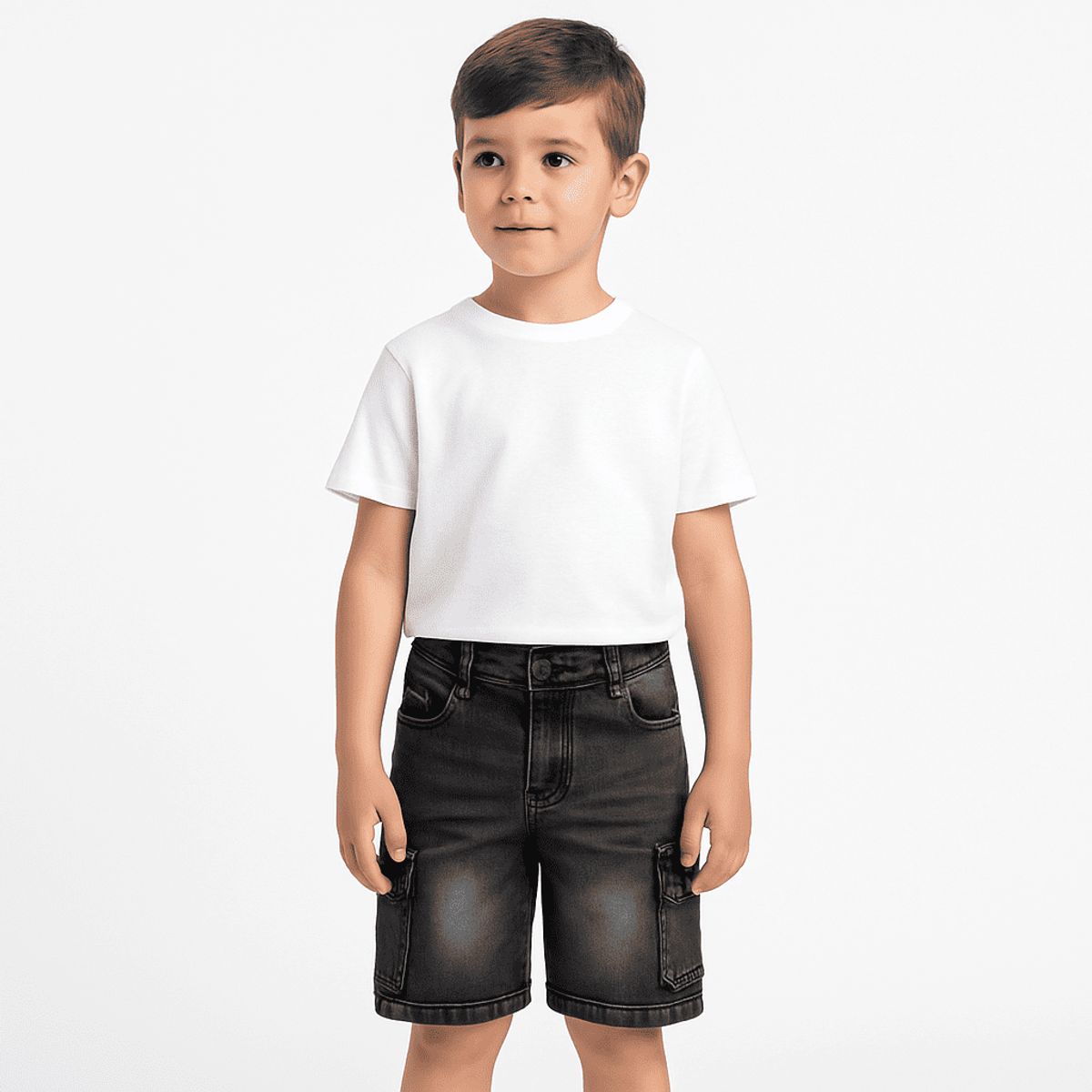 KIBOU - Shorts Bermuda Cargo Jean Denim Casual Con Estilo