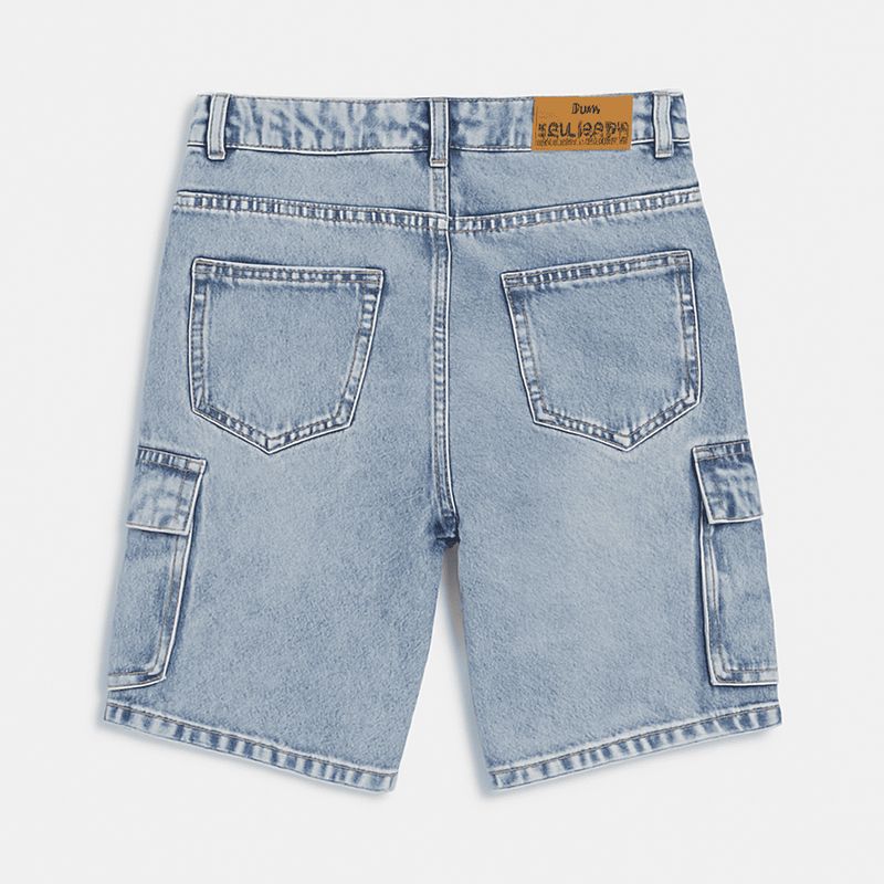 KIBOU - Shorts Bermuda Cargo Jean Denim Casual Con Estilo