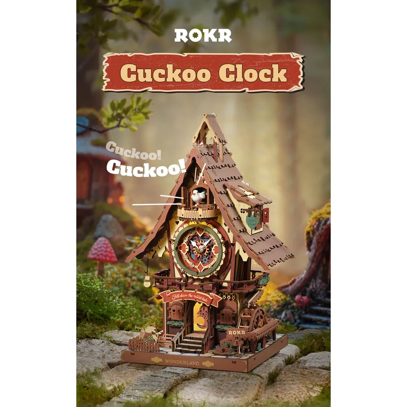 ROBOTIME - Reloj Cucú LC901  Puzzle 3D de Madera ROKR Cuckoo Clock
