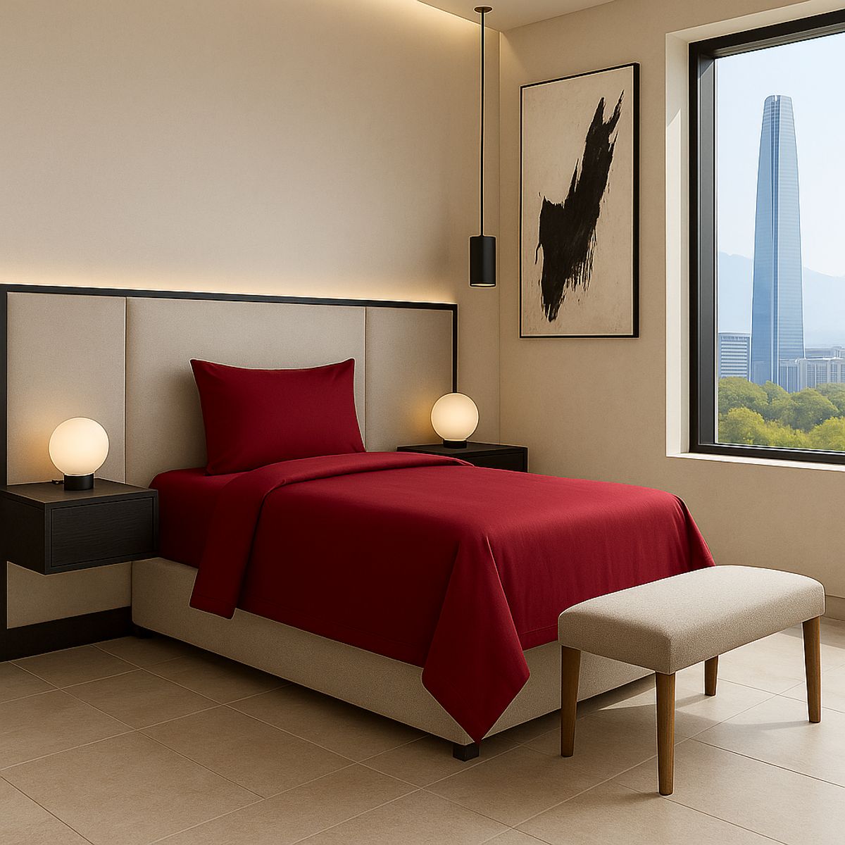 ARMONIA - Ropa de Cama Signature 800 Hilos Burdeo 15 Plazas Premium