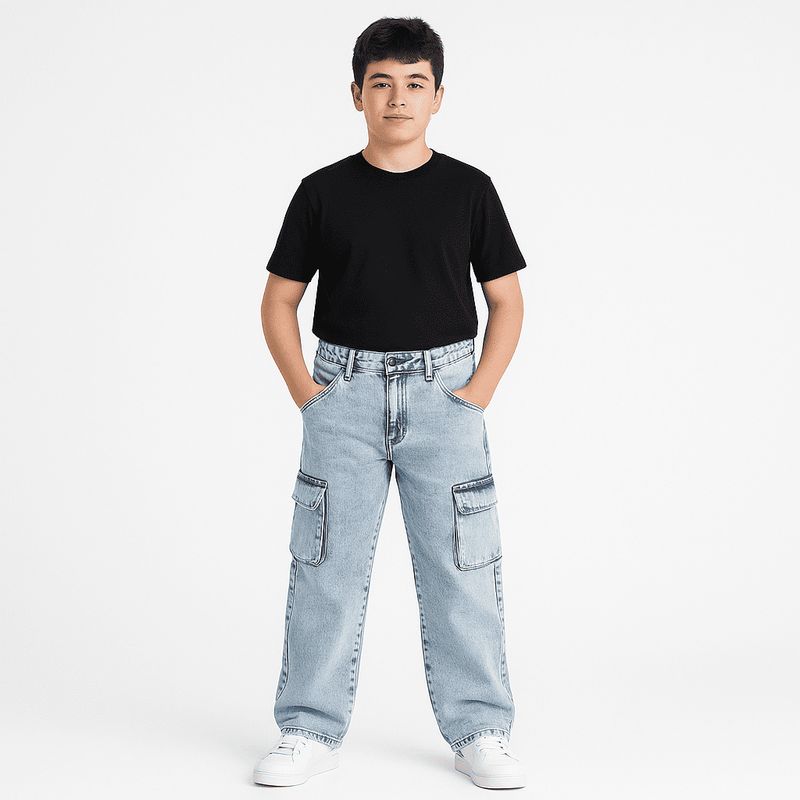 KIBOU - Pantalón Jeans Cargo Niño Denim Estilo Urbano