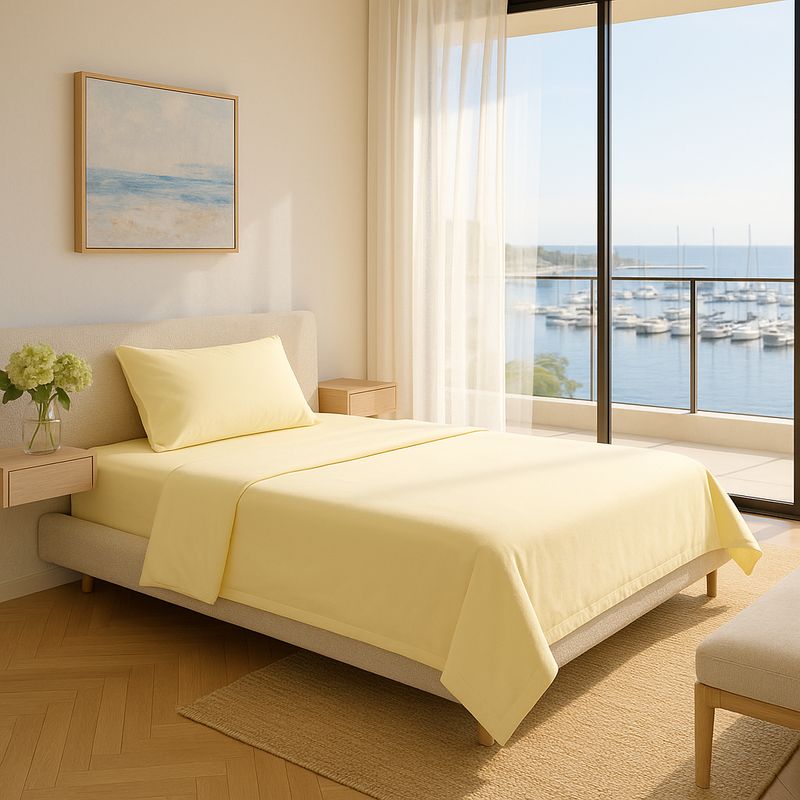 ARMONIA - Set de Sábanas Signature 800 Hilos Amarillo 1½ Plazas Algodón