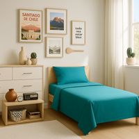 Set de sábanas 1 plaza Twin 144 hilos estilo color verde