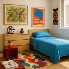 ARMONIA - Set de sábanas 1 plaza Twin 144 hilos estilo color azul