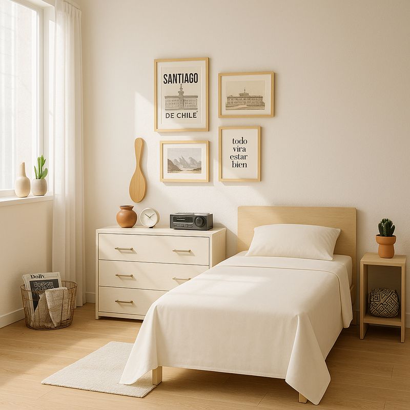 ARMONIA - Set de sábanas 1 plaza Twin 144 hilos estilo color blanco