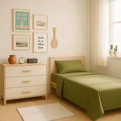 ARMONIA - Juego de sábanas Twin 1 plaza 144 hilos diseño verde