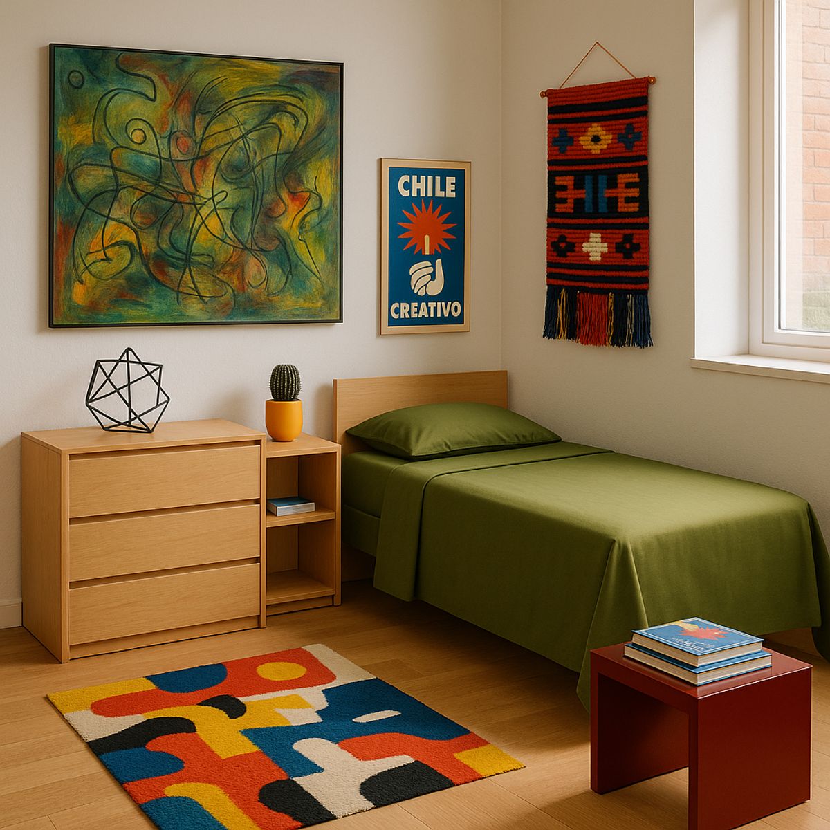 ARMONIA - Set de sábanas 1 plaza Twin 144 hilos estilo verde olivo