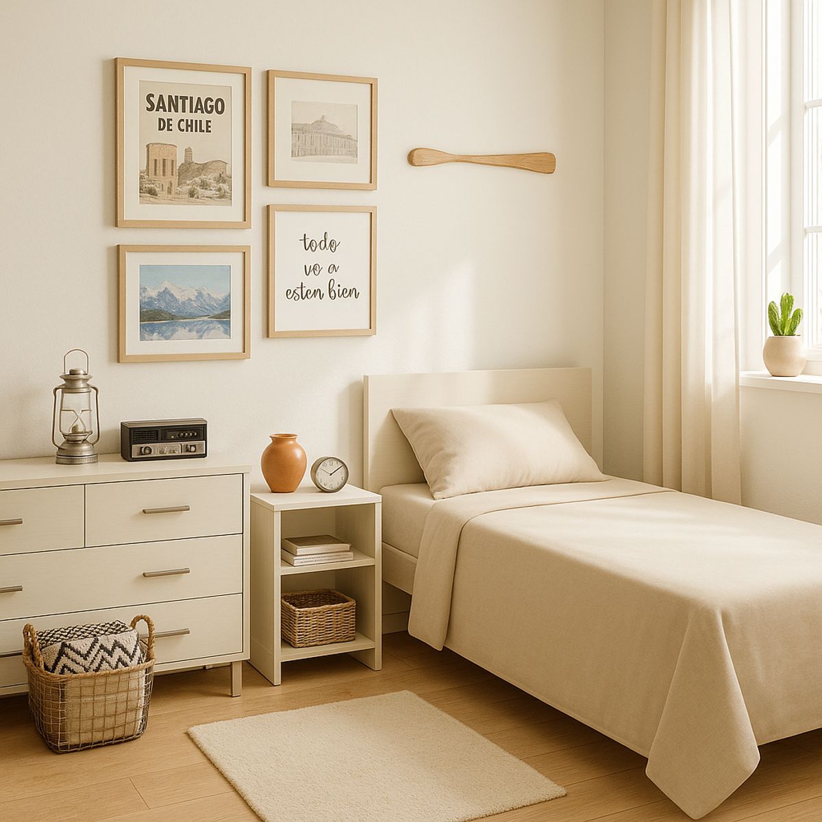 ARMONIA - Set de sábanas 1 plaza Twin 144 hilos estilo color beige