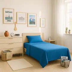 ARMONIA - Juego de sábanas Twin 1 plaza 144 hilos diseño azul