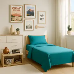 ARMONIA - Set de sábanas 1 plaza Twin 144 hilos estilo color verde