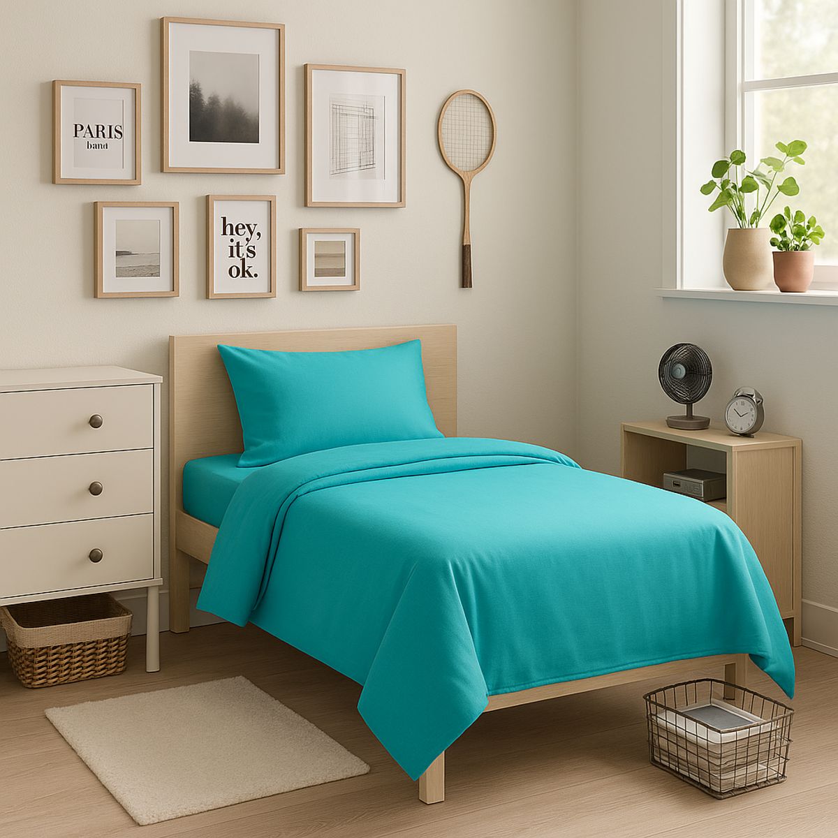ARMONIA - Ropa de cama 1 plaza Twin 144 hilos motivo azul pastel