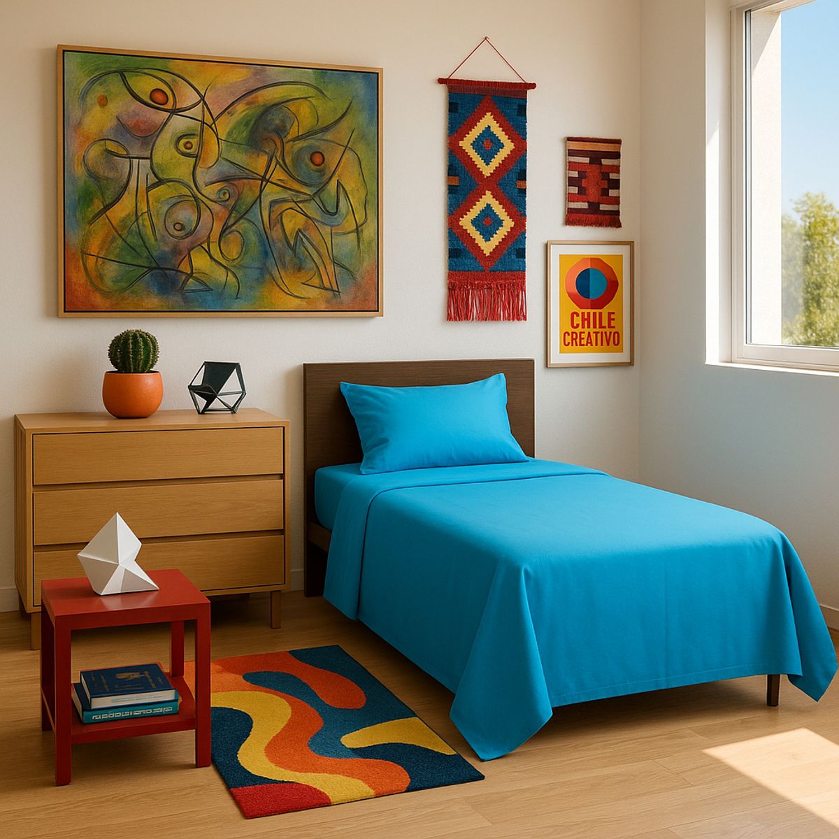 ARMONIA - Ropa de cama 1 plaza Twin 144 hilos motivo azul pastel